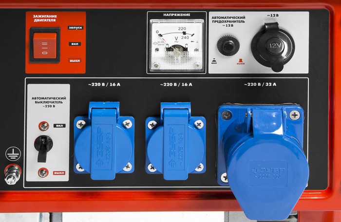 ЗУБР 5/5.5 кВт, однофазный, синхронный, щеточный, генератор бензиновый ЗЭСБ-5500-Э Мастер