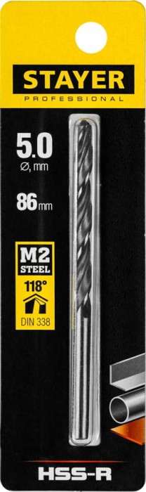 STAYER Ø 5 х 86 мм, сверло спиральное по металлу 29602-5 Professional