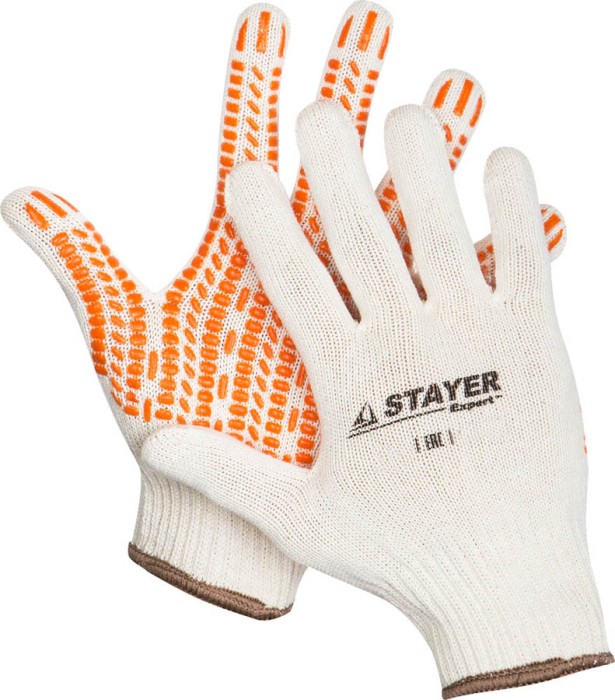 STAYER S-M, 10 класс, х/б, защита от скольжения, перчатки трикотажные 11401-S