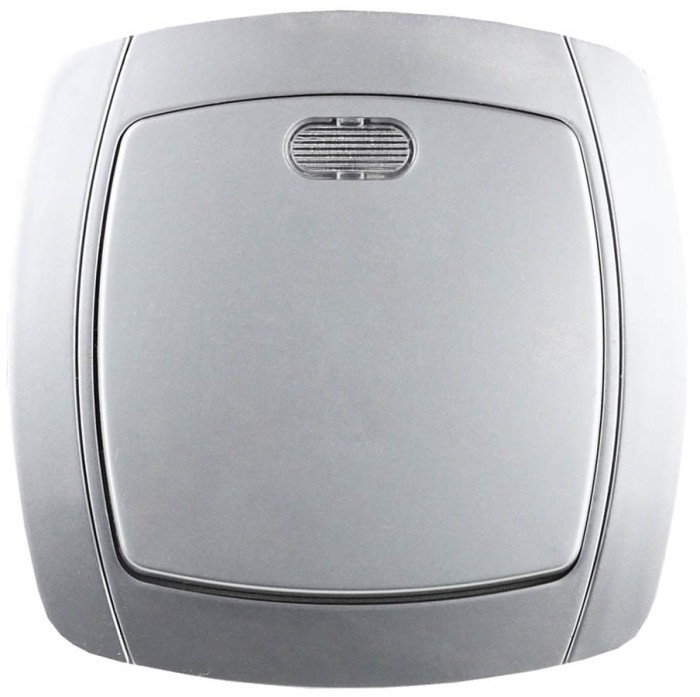 СВЕТОЗАР 10А/~250В, серебристый металлик, одноклавишный, выключатель &quot;АКЦЕНТ&quot; SV-54231-SM