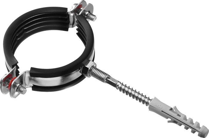 ЗУБР 1 шт., 2&quot;, оцинкованный, в комплекте с сантехнической шпилькой и дюбелем, хомут трубный с гайкой 37866-59-65 Мастер