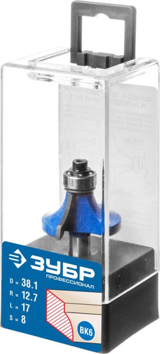 ЗУБР 38.1 x 17 мм, радиус 12.7 мм, фреза кромочная калевочная №1 28701-38.1 Профессионал