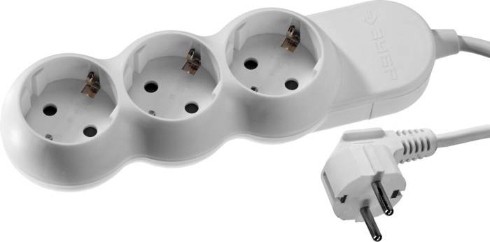 ЗУБР 5 м, 3500 Вт, 3 гнезда, удлинитель электрический бытовой 55038-5