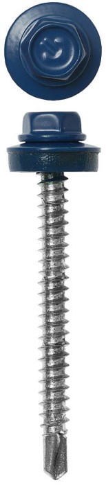 ЗУБР 60 х 4.8 мм, 1000 шт., RAL 5005 синий насыщенный, СКД саморезы кровельные для деревянной обрешетки 4-300310-48-060-5005 Профессионал