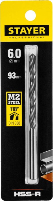 STAYER Ø 6 х 93 мм, сверло спиральное по металлу 29602-6 Professional