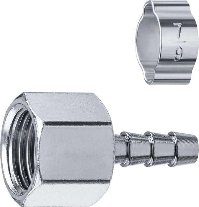 ЗУБР 6 мм, штуцер 1/4"F, с хомутом, переходник для пневмоинструмента 64923-1/4-06 Профессионал