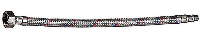 ЗУБР 1/2&quot;, 0.8 м, оплетка из нерж. стали, укороченная для воды к смесителям, подводка гибкая 51002-080