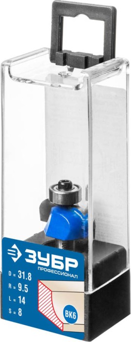 ЗУБР 31.8 x 14 мм, радиус 9.5 мм, фреза кромочная калевочная №2 28702-31.8 Профессионал