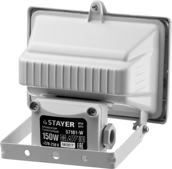 STAYER 150 Вт, MAXLight, с дугой крепления под установку, белый, прожектор галогенный 57101-W