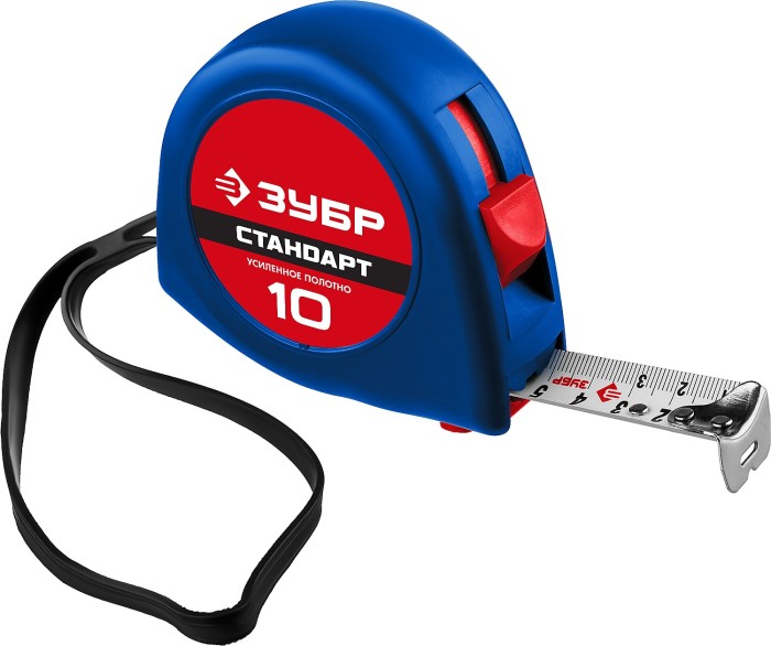ЗУБР 10 м х 25 мм, рулетка с усиленным полотном 34016-10 Мастер