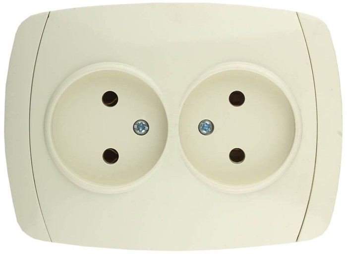 СВЕТОЗАР 16А/~250В, бежевый, розетка двойная в сборе &quot;CITY LIGHT&quot; SV-54202-B