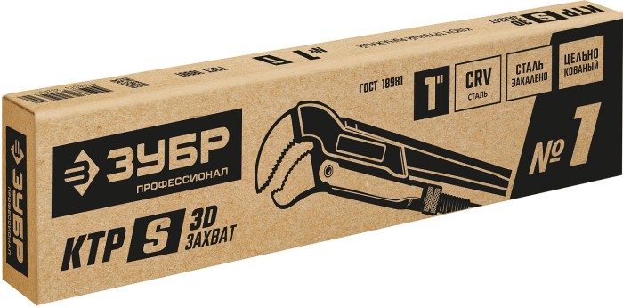 ЗУБР №1, изогнутые губки, ключ трубный КТР-S 27336-1_z02 Профессионал