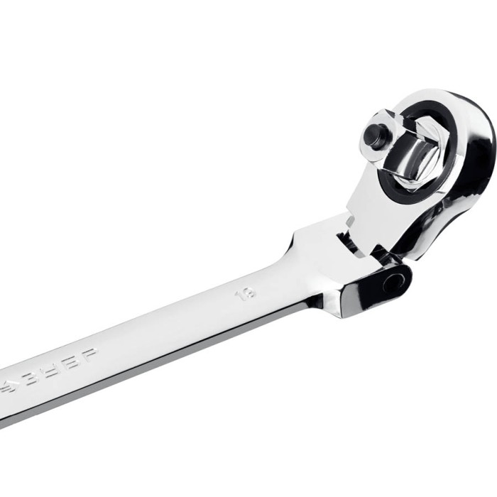 ЗУБР 10 шт, 8 - 19 мм,  набор комбинированных гаечных ключей трещоточных шарнирных с  адаптерами 27