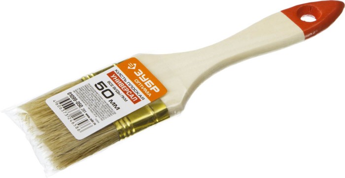 ЗУБР 50 мм, 2", щетина натуральная, деревянная ручка, кисть плоская УНИВЕРСАЛ 01099-050_z01 Оптима