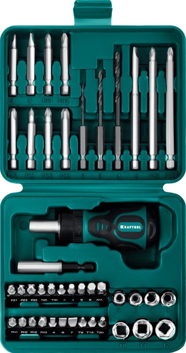 KRAFTOOL 43 шт., отвертка реверсивная 25556-H43