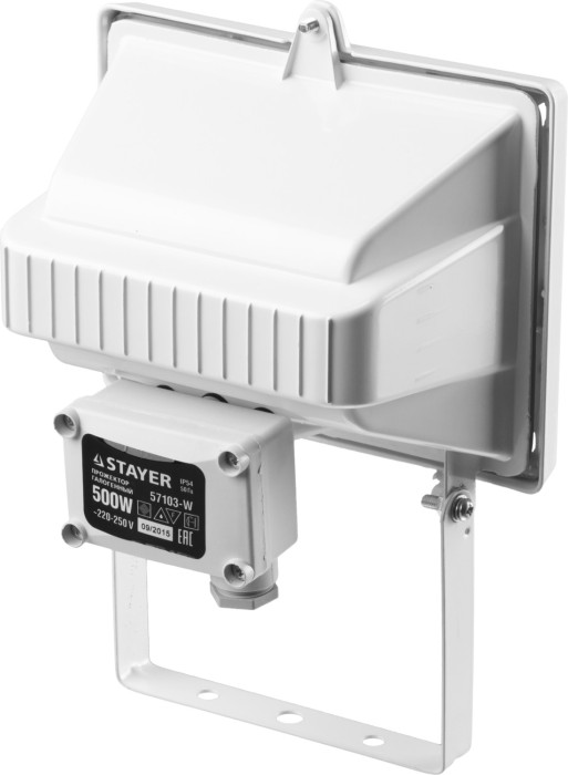 STAYER 500 Вт, MAXLight, с дугой крепления под установку, белый, прожектор галогенный 57103-W
