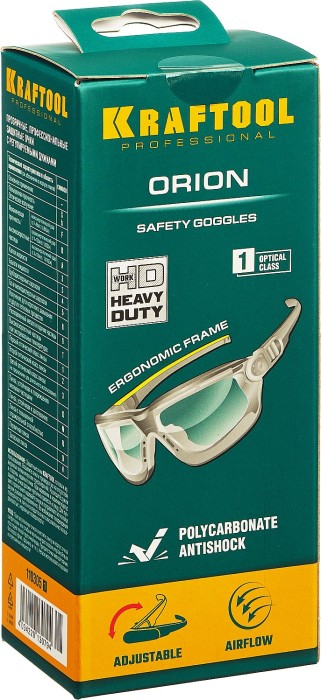 KRAFTOOL прозрачные, непрямая вентиляция, поликарбонатная монолинза, очки защитные SG-H 110305_z01