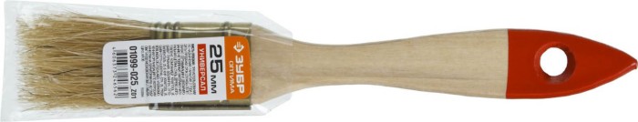 ЗУБР 25 мм, 1", щетина натуральная, деревянная ручка, кисть плоская УНИВЕРСАЛ 01099-025_z01 Оптима