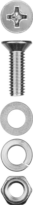 ЗУБР M6 x 20 мм, 12 шт., потайная головка, винт DIN 965 в комплекте с гайкой, шайбой, шайбой пружинной 303456-06-020
