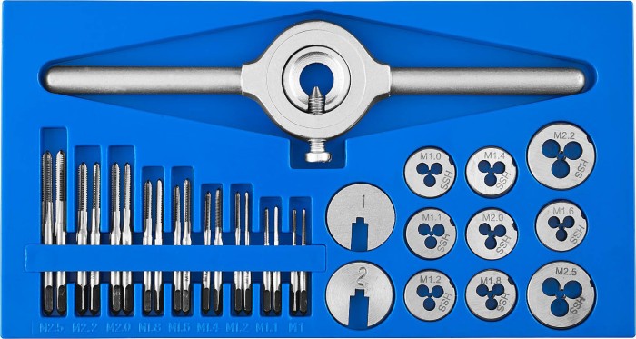 ЗУБР 31 предмет, 9ХС, набор метчиков и плашек малых размеров 28109-H31 Профессионал