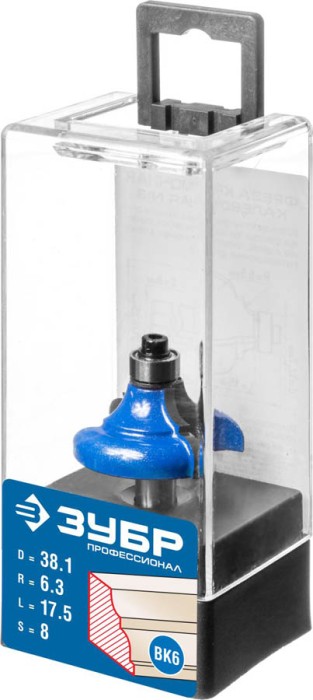 ЗУБР 38.1 x 17.5 мм, радиус 6.3 мм, фреза кромочная калевочная №3 28704-38.1 Профессионал