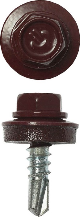 ЗУБР 19 х 5.5 мм, 500 шт., RAL 3005 темно-красный, СКМ саморезы кровельные для металлических конструкций 4-300315-55-019-3005 Профессионал