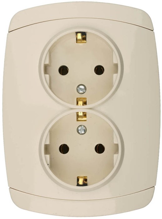СВЕТОЗАР 16А/~250В, бежевый, розетка двойная в сборе &quot;CITY LIGHT&quot; SV-54207-B