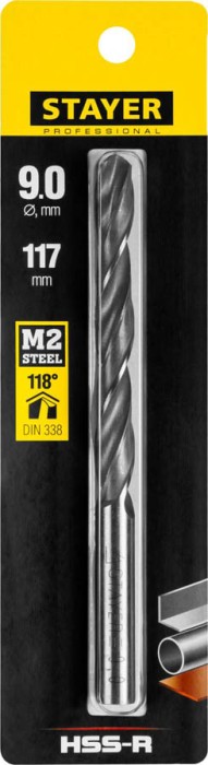 STAYER Ø 9 х 125 мм, сверло спиральное по металлу 29602-9 Professional