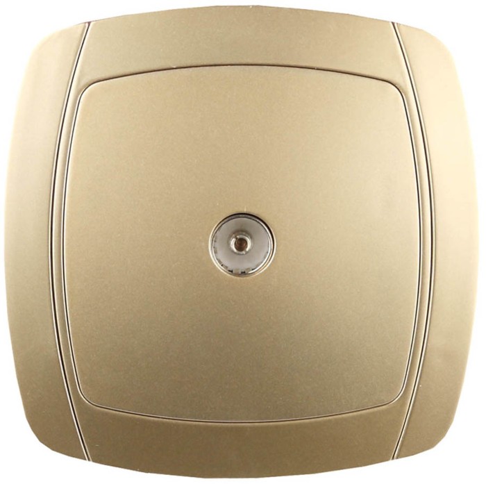 СВЕТОЗАР 16А/~250В, золотой металлик, одинарная телевизионная розетка &quot;АКЦЕНТ&quot; SV-54215-GM