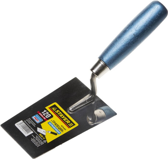 STAYER 120 мм, нержавеющее полотно, деревянная рукоятка, кельма «Трапеция» 0830-12