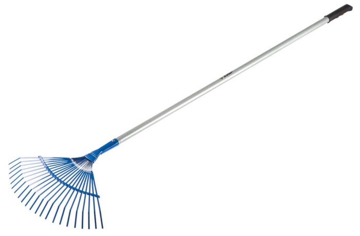 ЗУБР 440 х 250 х 1630 мм, веерные, 22 плоских зубца, алюминиевый черенок, грабли веерные 39587