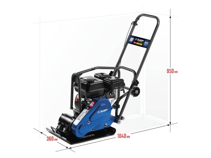 ЗУБР 10 кН, 6,5 л.с., 4800 Вт, плита бензиновая вибрационная ЗВПБ-10 Г Профессионал