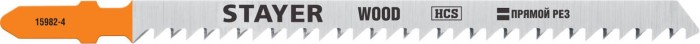 STAYER по дереву, фанере, Т-хвостовик, шаг 3 мм, 90 мм, 2 шт., полотна для эл/лобзика HCS 15982-4_z02 Professional