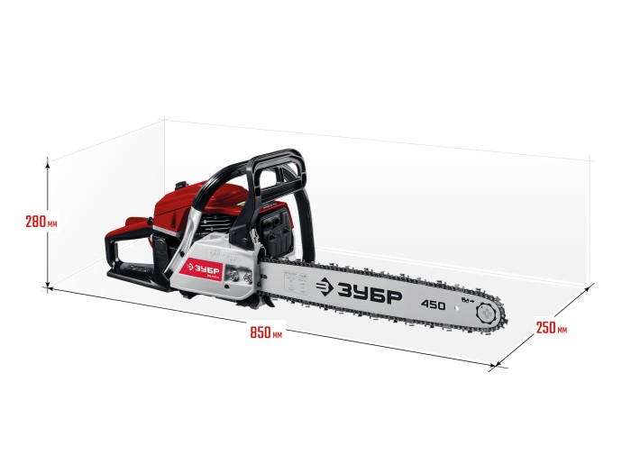 ЗУБР 2.1 кВт/2.9 л.с, 450 мм, пила цепная бензиновая ПБЦ-М49-45 Мастер