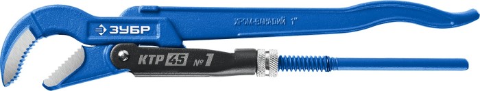 ЗУБР №1, изогнутые губки, ключ трубный КТР-45 27337-1_z02 Профессионал