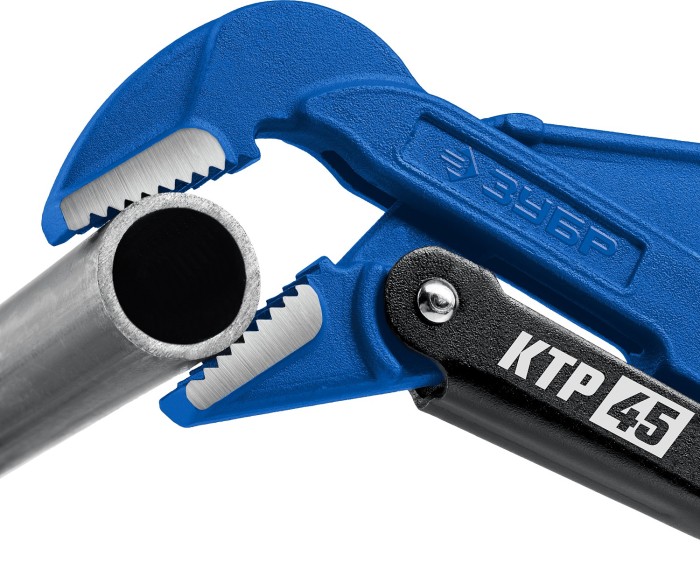 ЗУБР №1, изогнутые губки, ключ трубный КТР-45 27337-1_z02 Профессионал