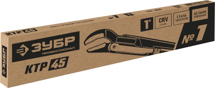 ЗУБР №1, изогнутые губки, ключ трубный КТР-45 27337-1_z02 Профессионал