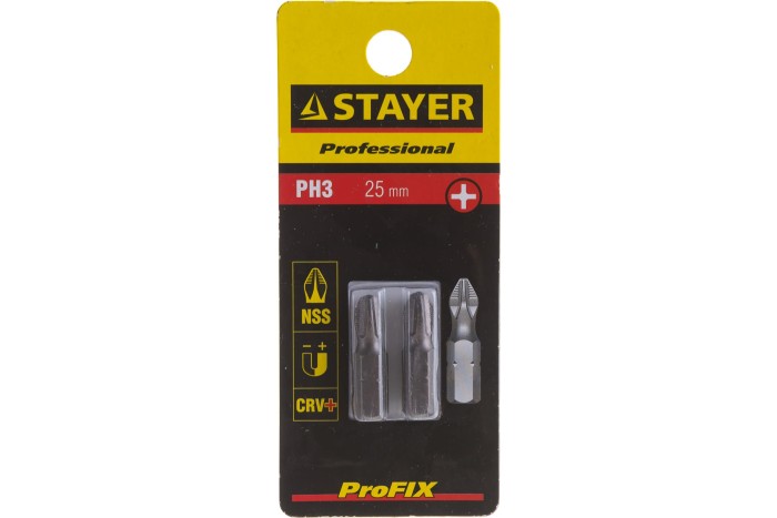 STAYER PH3, 25 мм, 2 шт., биты PROFI 26201-3-25-02