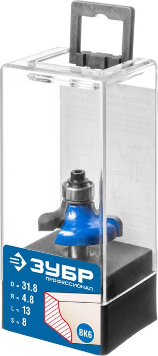 ЗУБР 31.8 x 13 мм, радиус 4.8 мм, фреза кромочная калевочная №8 28710-31.8 Профессионал