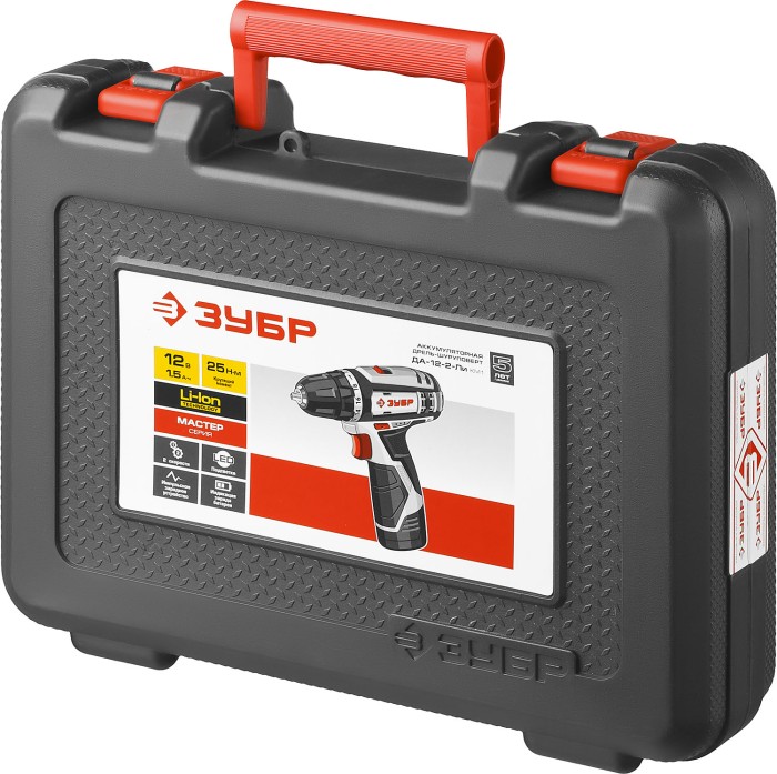 ЗУБР Li-Ion, 12 В, дрель-шуруповерт "М1", ДА-12-2-Ли КМ1 Мастер