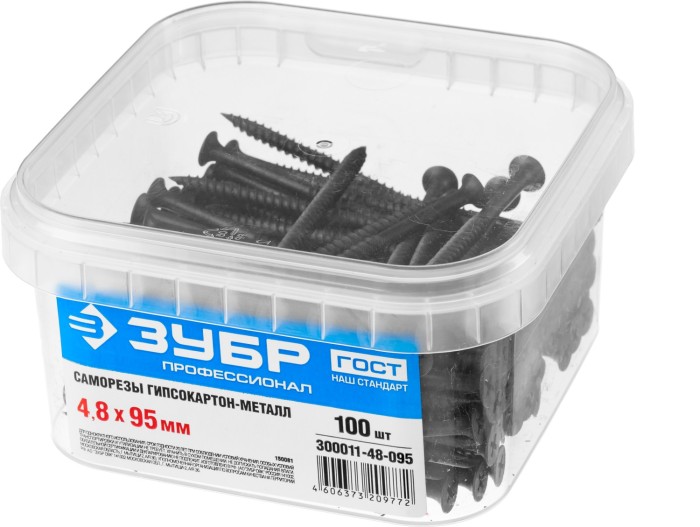 ЗУБР 95 х 4.8 мм, 100 шт., СГМ саморезы гипсокартон-металл 300011-48-095 Профессионал