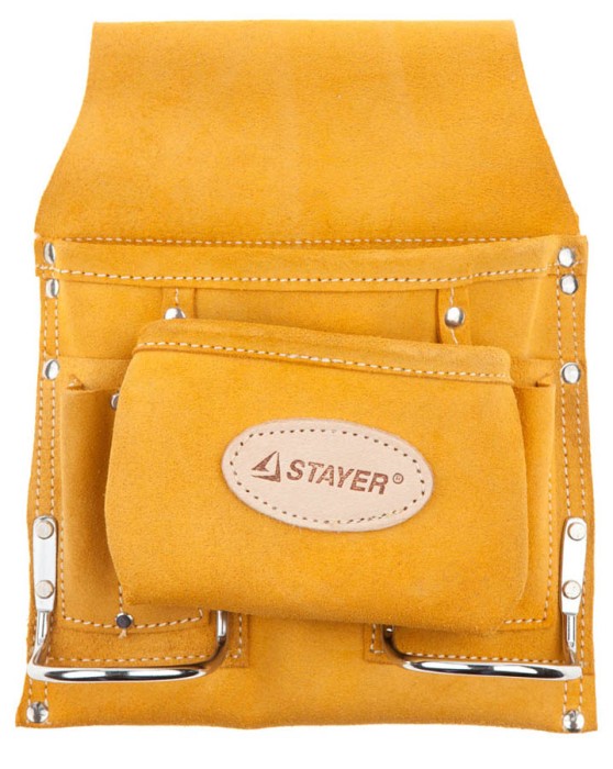 STAYER 8 карманов, кожаная, петля (скоба) для крупного инструмента, сумка поясная для инструментов 38515