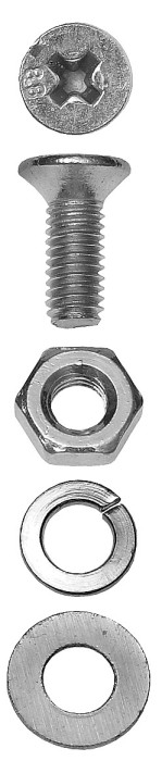 ЗУБР M6 x 40 мм, 8 шт., потайная головка, винт DIN 965 в комплекте с гайкой, шайбой, шайбой пружинной 4-303456-06-040