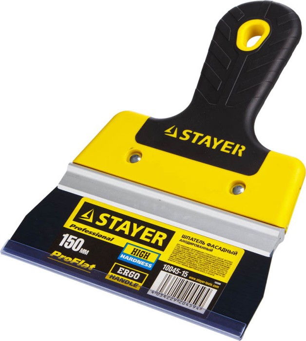 STAYER фасадный, 150 мм, анодированный, двухкомпонентная рукоятка, шпатель фасадный 10045-15