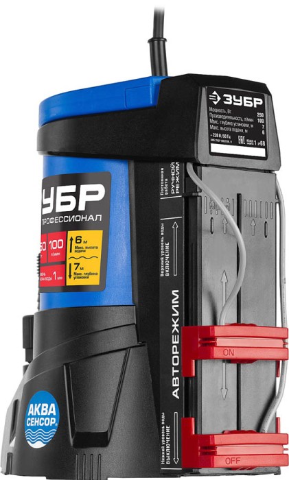 ЗУБР 250 Вт, 100 л/мин, насос погружной дренажный для чистой воды НПЧ-Т7-250 Профессионал