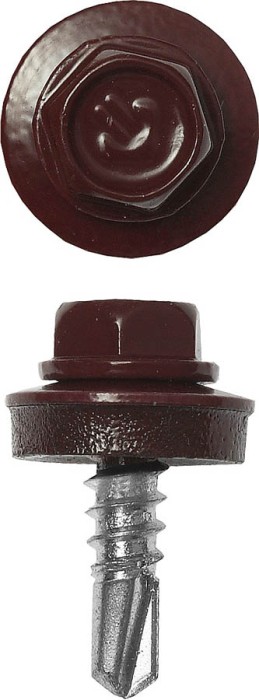 ЗУБР 25 х 5.5 мм, 420 шт., RAL 3005 темно-красный, СКМ саморезы кровельные для металлических конструкций 4-300315-55-025-3005 Профессионал