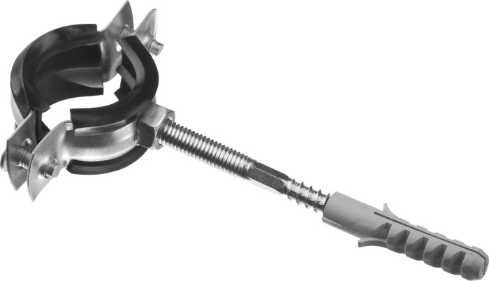 ЗУБР 1 шт., 3/4", оцинкованный, в комплекте с сантехнической шпилькой и дюбелем, хомут трубный с гайкой 37866-26-30 Мастер