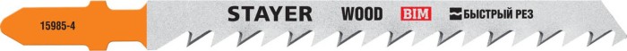 STAYER по твердому дереву, фанере, EU-хвостовик, шаг 4 мм, 75 мм, 2 шт., полотна для эл/лобзика Bi-Metal 15985-4_z02 Professional