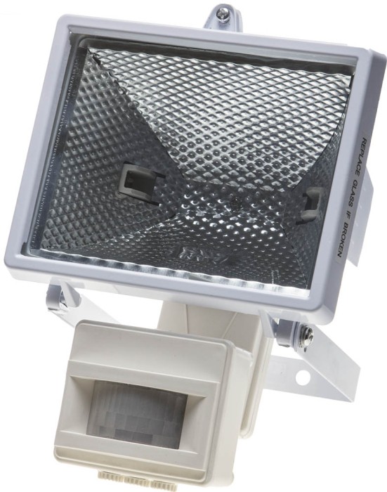 СВЕТОЗАР 500 Вт, с датчиком движения, с дугой крепления под установку, цвет белый, прожектор галогенный SV-57113-W