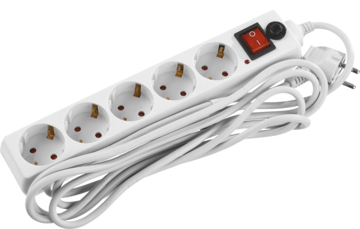 STAYER 3 м, 2500 Вт, 5 гнезд, фильтр сетевой 55066-3